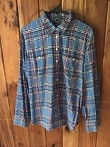 Lauren Jeans LRL Shirt Size XL Blue Plaid Roll Tab Sleeves Collared Casual - $13.10