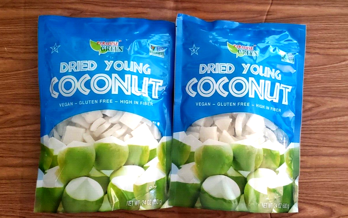 Primary image for 2 PACK PARADISE GREEN DRIED YOUNG COCONUT VEGAN ,GLUTEN FREE,HIGH IN FIBER/24 OZ