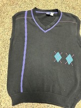 Tail Sweater Vest Black Geometric - Size XL - V-Neck VINTAGE 90s Purple - $19.75