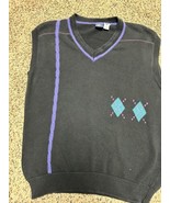 Tail Sweater Vest Black Geometric - Size XL - V-Neck VINTAGE 90s Purple - £15.54 GBP