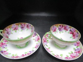 Chinese export pair of footed tea cups violets [50g] - £66.49 GBP