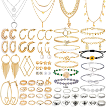 63 Pack of Jewelry Set for Women, Including 15 Pairs Fashion Earrings - £23.74 GBP