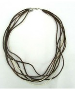 Vintage Costume Jewelry, Torsade Necklace, 8 Strand, Wood, Brown, White ... - $20.10 CAD