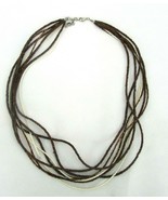 Vintage Costume Jewelry, Torsade Necklace, 8 Strand, Wood, Brown, White ... - £11.52 GBP