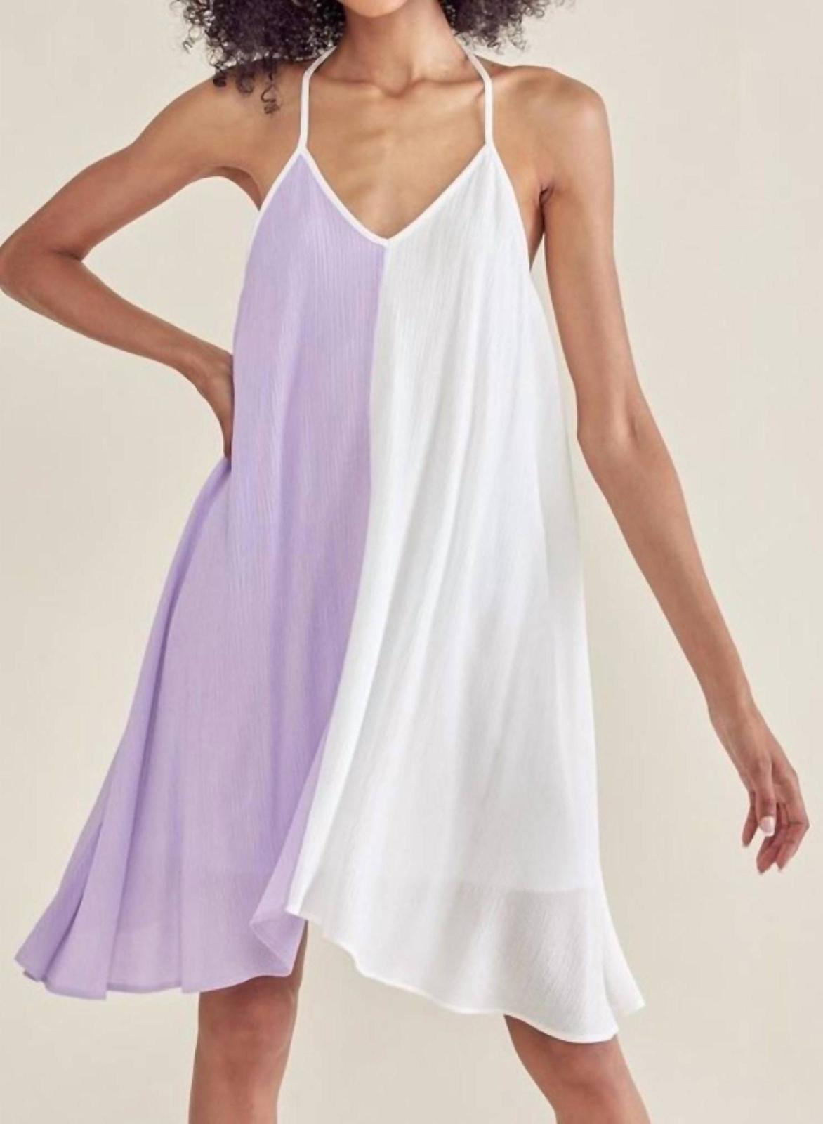 Saints &amp; Hearts Two Tone Swing Dress Lilac/off White - $34.00