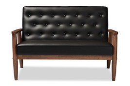 Kennedy Black Faux Leather Upholstered Wooden 2-seater Loveseat - $389.00