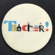 Teacher Pin Button Vintage Education School By Love A Teacher - £7.84 GBP