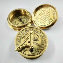Pocket Brass Sundial Compass Nautical Handmade Designer For Best Working Gifts - £25.13 GBP