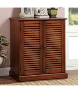 Modern Transitional Oak Shoe Cabinet - Adjustable Shelves &amp; Louver Doors - $9,008.57 MXN