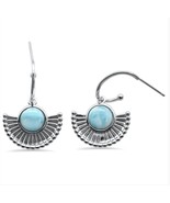 Sterling Silver Larimar Fan Design Dangle Earrings - $1,644.85 MXN