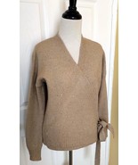 LILLY PULITZER Tan Stretch Wrap Sweater w/ Metallic Gold Thread, Sequins... - $33.09 CAD