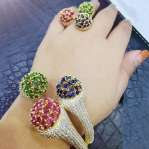 Luxury 3 Balls 2PC Bangle Ring Set Jewelry Sets For Women Wedding Cubic ... - $116.64