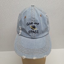 Give Me Space Denim Distressed Embroidered Adjustable Strapback Hat Women&#39;s - $12.77