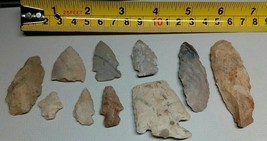 LOT 10 INDIAN ARROWHEADS SPEAR POINTS GUARANTEED AUTHENTIC DATED LABELED... - £127.53 GBP