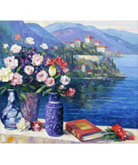 John Zaccheo &quot;Mediterranean Scene&quot; Embellished Limited Edition Giclee W/... - £454.46 GBP