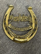 Vintage ROCKOME Illinois Good Luck Horseshoe Souvenir Cambell&#39;s Trading ... - $16.83