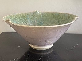 Artist Signed Crystalline Studio 13.5&quot; Glazed Pottery Bowl Centerpiece - $593.01