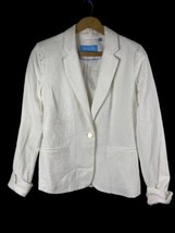 Draper James RSVP Blazer Jacket XS Coat White Textured Womens One Button... - $46.44