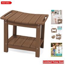 18" HDPE Waterproof Shower Bench - 360 lbs Capacity with Storage Shelf &amp;... - $113.80