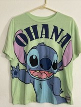 Disney Stitch Shirt XL /XG (15-17) OHANA Green Short Sleeve Tee Adult Pre Owned - £9.39 GBP