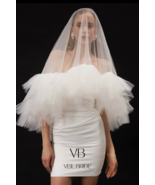 Ruffle edge bridal ivory veil 2 tiers 90/1 10 cm (35&#39;&#39;/39&#39;&#39;) with comb - €61,32 EUR