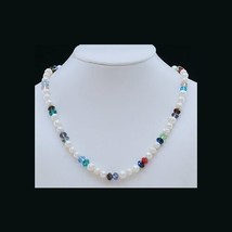 Wholesale Lot 6 Freshwater Pearl &amp; Multi-Colored Faceted Crystal Bead Necklaces - £25.28 GBP