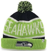 Seattle Seahawks NFL &#39;47 Calgary Cuff Pom Knit Hat Cap Adult Winter Beanie - £18.37 GBP