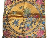 Vintage Chinese Silk Embroidered Floral Square Pillow Cover 17" x 17" Go... - $48.00