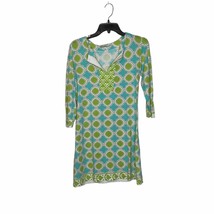 Barbara Gerwit T-Shirt Dress Size Small Blue Green White Floral Cotton S... - £23.67 GBP