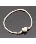 925 Sterling Silver Vintage Bracelet PANDORA Carved Rope Love Heart Lock... - €76,58 EUR