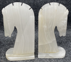 Bookends Trojan Knight Horse Head Carved  Marble Stone Book Ends 8 1/2” ... - £35.08 GBP