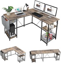 X-Cosrack 88.5Inch L-Shaped Computer Desk With Storage Shelves Drawer, Home - £124.66 GBP