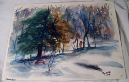 1973 Roy Charles Fox December Winter Landscape Watercolor Painting Elmira Ny - £79.12 GBP