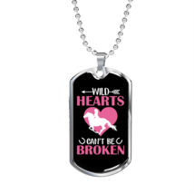 Wild Hearts Can Be Broken Horse Necklace Stainless Steel or 18k Gold Dog Tag 24 - £38.02 GBP+