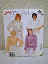 McCall's #2601 Misses' Sz J. Femme Blouse and Tie (Sz 12), Uncut Sewing Pattern - $4.49