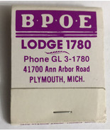 Matchbook BPOE Lodge 1780 Ann Arbor Rd Plymouth MI - $3.79