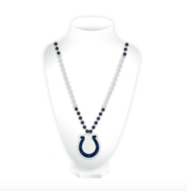 INDIANAPOLIS COLTS NFL MARDI GRAS SPORT BEADS NECKLACE WITH MEDALLION - £9.72 GBP