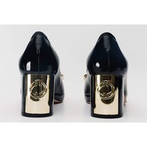 The Fano Black Leather Cap Toe Block Heel Pump Women Shoe image 4