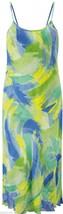Adini Soft Geogette Lined Brush Stroke Print Sleeveless Dress Blue/Green... - £44.76 GBP