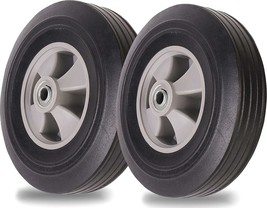 Replacement Tire Cart 2-PC 10” Wheel 5/8 Axle Flat Free Solid Rubber 4.10/3.50-4 - £31.72 GBP