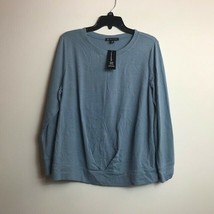 INC Womens Plus 1X Sky Blue Long Sleeve Seam Front Soft Top NEW - $18.70