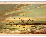 Beach Scene Seagulls at Sunset Artist Signed Terence Henry UNP DB Postca... - $3.91