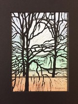 Woodblock Print: Riverside Variation 1 (Limited Edition) Matted to 8&quot; x 10&quot; - $25.00