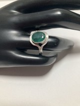 Handmade Artisan Emerald and Sterling silver ring.  The Artist&#39;s favorite ring. - £39.56 GBP