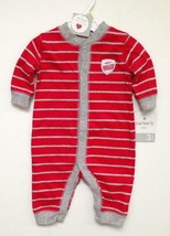 Nwt Carters Baby Boy Clothes 1 Piece Jumpsuit Red/Gray Stripes Most Eligible - $12.00