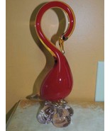 Art Glass Swan / Bird Red &amp; Yellow 9.75&quot; sommerso unmarked Italian Murano - £56.62 GBP