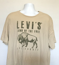 Levis Land of the Free California T Shirt Mens XXLBuffalo Logo Tan 100% ... - $22.72