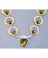 Amber Crystal Necklace Gold Silver Designer Signed Unique Adjustable New - £261.38 GBP