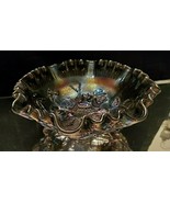 IMPERIAL AMETHYST/PURPLE CARNIVAL GLASS BOWL WITH ROSE PATTERN - $65.10