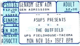 The Outfield Ticket Stub Novembre 16 1987 TACOMA Washington - £35.70 GBP